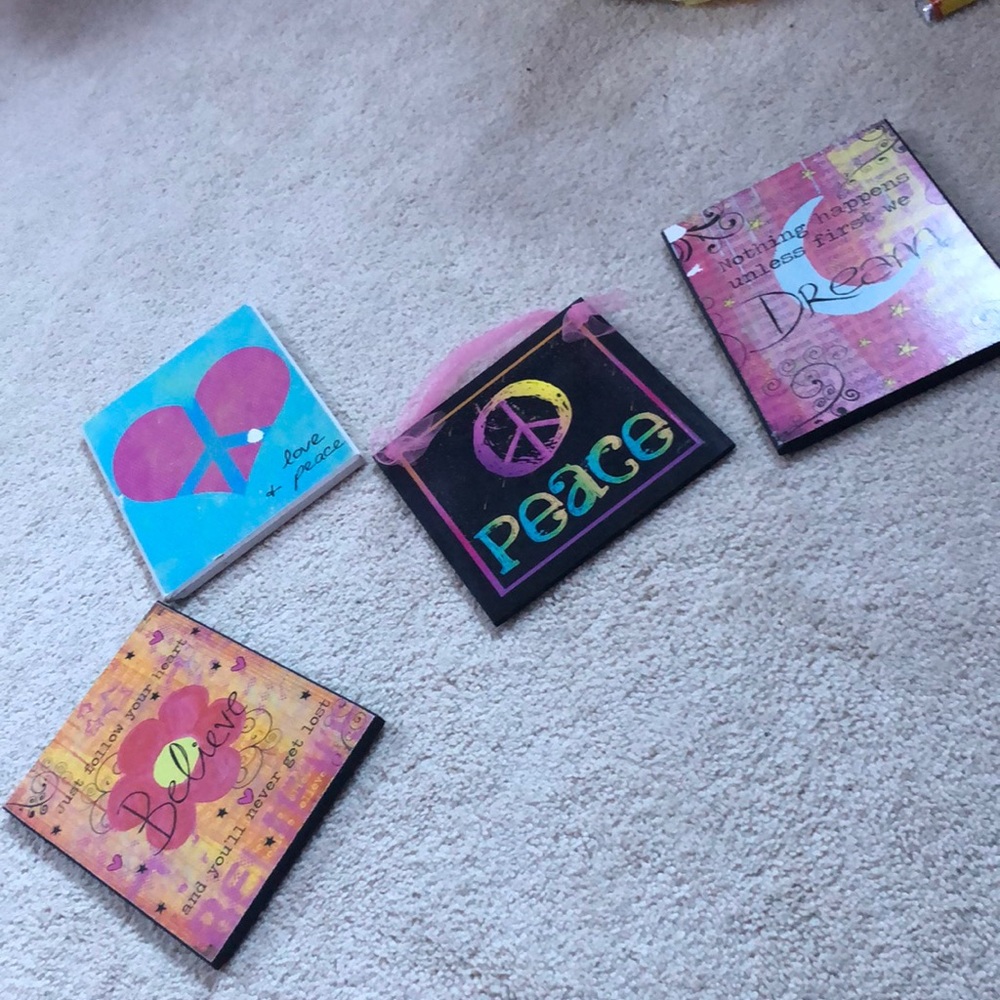 4 wooden signs